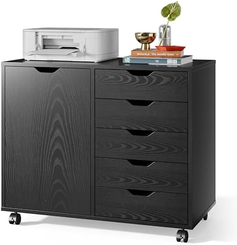 DEVAISE 5-Drawer Wood Drawer Cabinet, Office Storage Cabinet, Black by DEVAISE
