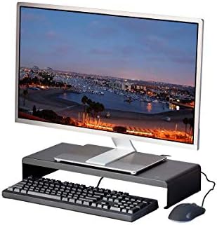 Monoprice Metal Multimedia Desktop Stand- 7.9 x 19.3 Inches - Black | Raised 3.2 Inches, Monitor Stand & Riser, Laptop Stand - WorkstreamCollection - Image 4