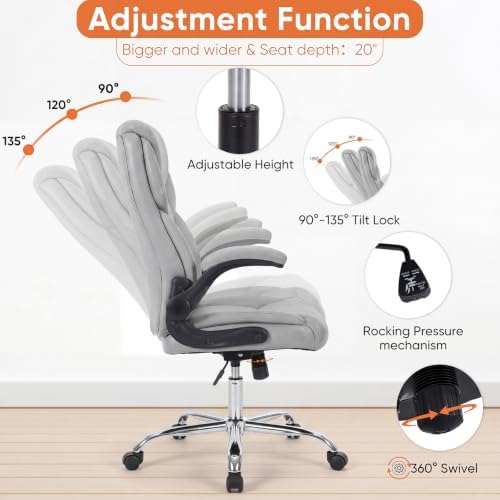 Sweetcrispy Office Desk Chair, Heavy Duty Computer Chair, PU Leather - Image 4