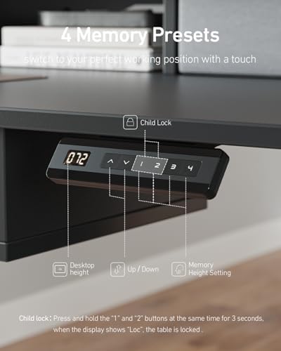CubiCubi 48" x 24" Standing Electric Desk with Drawers, Black - Image 7
