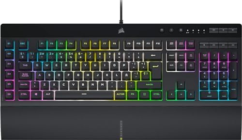 Corsair K55 RGB PRO XT - Dynamic Per-Key RGB Backlighting - QWERTY US Layout, Six Macro Keys with Elgato Stream Deck Software Integration - IP42 Dust and Spill-Resistant - Black by Unknown