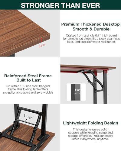 Frylr Small Folding Computer Desk – Portable 35.8 Inch Foldable Laptop Table, No-Assembly, Collapsible and Compact for Easy Storage, Lightweight for Small Spaces, Craft and Study Use, Dark Walnut - Image 5