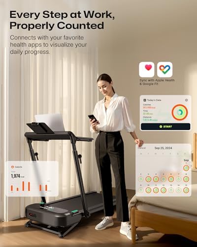 UREVO Foldable Treadmill with Adjustable Laptop Desk, 12% Auto Incline - Image 6