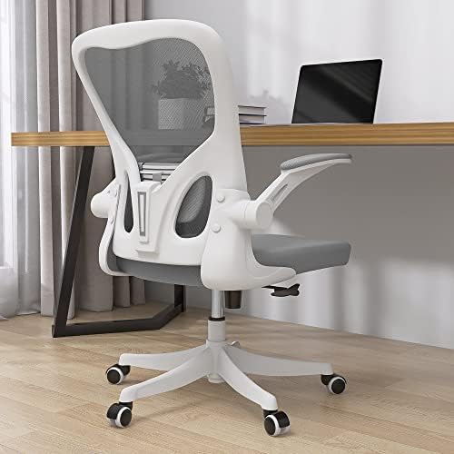 Monhey Ergonomic Office Chair, 90°-125° Tilt Back Home Desk Chair with 360° Swivel & Mute Wheels, High Back Mesh Computer Chair for Adults with Lumbar Support, 330 LBS Capacity (01White+Gray) by Monhey-EasyErgonomicChair