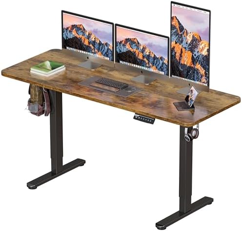 BIZUM Electric Standing Desk 63 x 24 Inch Computer Desk-Gaming Desk Rustic Brown Home Office Desks Height Adjustable Memory Stand Up Computer Workstation by Unknown