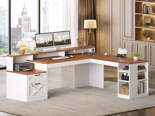 SEDETA 65"x59" L Shaped Desk with Lockable Drawers Storage for Home Office by SEDETA