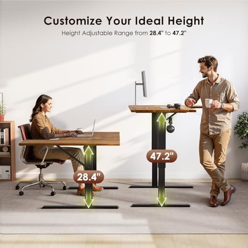 OffiGo 63 Inch Reversible L Shaped Electric Standing Desk, Rustic Brown - Image 4