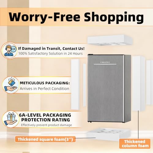 3.2 Cu. Ft. Mini Fridge with Freezer Small Refrigerator, Mini fridge for Bedroom, Dorm, Single Door, Energy Saving, Low Noise,Adjustable Thermostat,Mini Fridge for Office (Grey) - Image 4