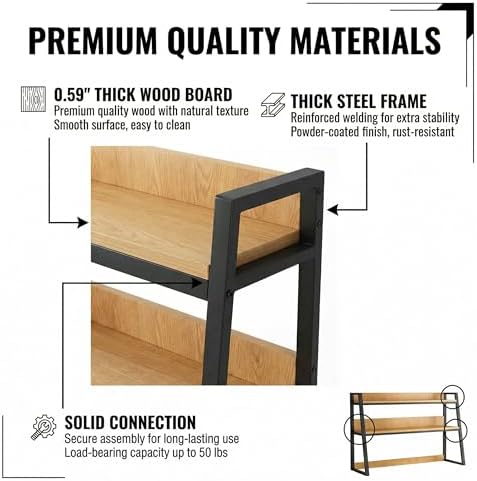 2-Tier Dorm Desk Hutch,Ladder Desktop Bookshelf,2-Tier Computer Desktop Bookcase,Desk Hutch Top Only，Organizer Shelf,Multipurpose Display Rack (Black, 37x13x35inch 129.99) - Image 5