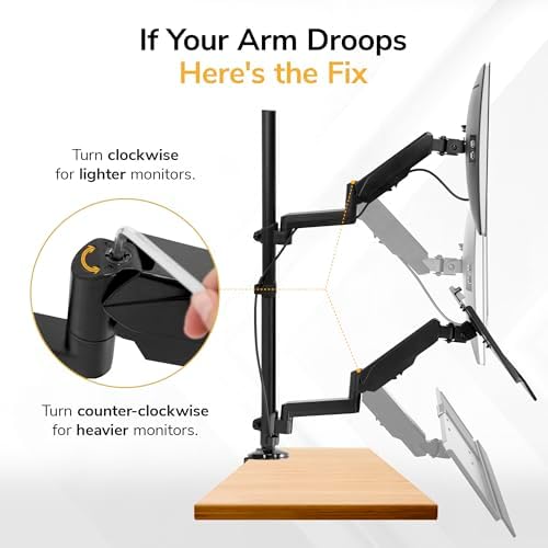 Mount-It! Sit-Stand Monitor Arm Desk Mount with Keyboard Tray, Single Monitor Fits Up to 32”, Height Adjustable Gas Spring, Full Motion Articulating Arm, Clamp or Grommet, Black - Image 5
