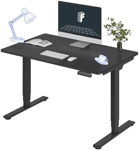 FLEXISPOT E6 3-Stage Dual Motor Electric Standing Desk 48 x 30 Sit Stand Up Desk, Holds 220 lbs, Adjustable Height w/Memory Presets, One-Piece Black Desktop & Black Frame, Ships in 2 Boxes by Unknown