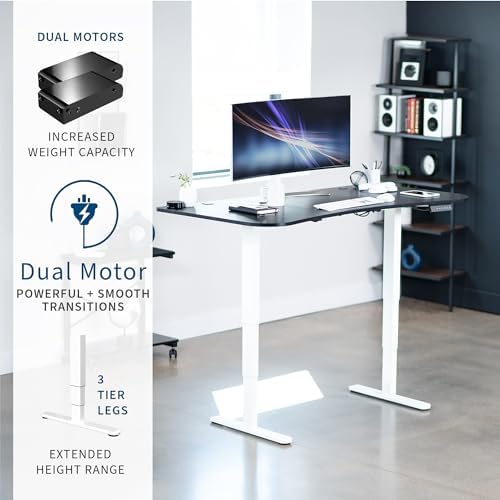 VIVO Black Carbon Fiber 63 x 32 in Standing Desk, DESK-KIT-2W1R - Image 4