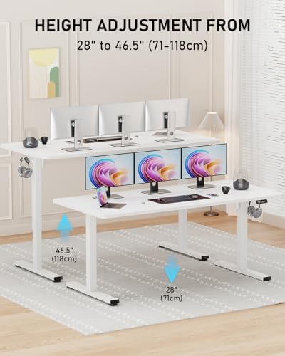 63" Large Electric Standing Desk Adjustable Height for Home Office - Image 4
