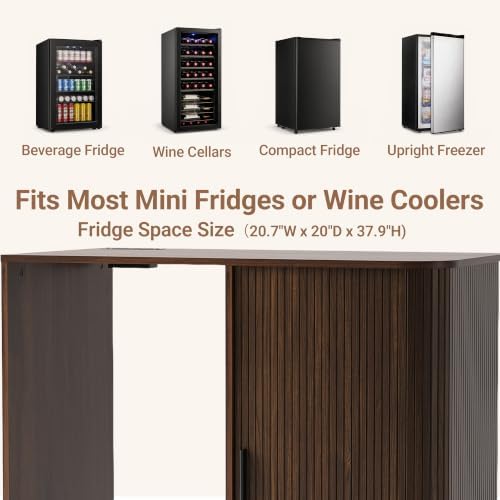 Seang Coffee Bar Cabinet with Mini Fridge Space,Walnut - Image 3