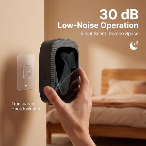 Waterless Essential Oil Diffuser, Cold Air Scent Diffuser Machine for Home & Office, Bluetooth App & Manual Control, USB-C or D Battery Powered, Wall Mount or Tabletop, Black - Image 2