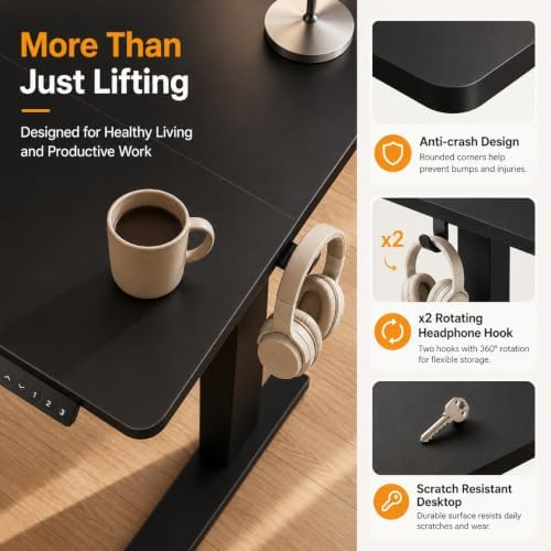 Claiks 35 x 20 Inch Black Electric Standing Desk - Image 5