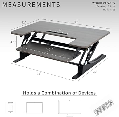 VIVO Dark Gray 36 inch Standing Desk Converter, DESK-V000VG - Image 3