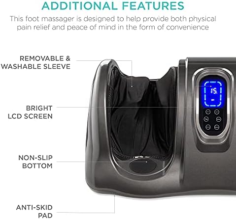 Best Choice Products Shiatsu Foot Massager for Pain Relief, Plantar Fasciitis, Neuropathy, Blood Circulation, Remote Control w/Compact Design - Gray - Image 6