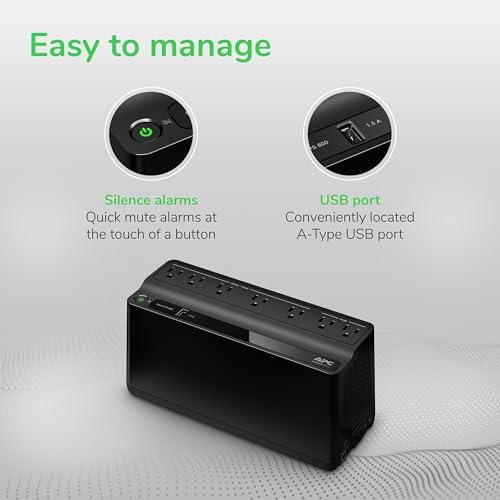 APC UPS 600VA/330W Battery Backup for Computer, Router, NAS, BE600M1 - Image 3