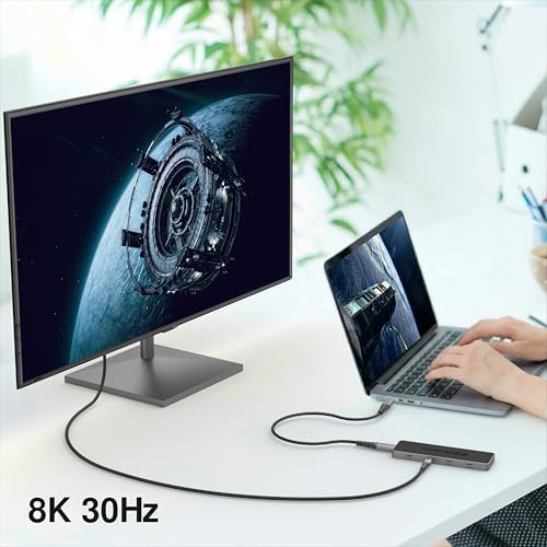 USB 4 Hub 8-in-1: Dual 4K 60Hz/8K Display, 7X USB-C Ports (3X USB4, 4X 10Gbps Data), 100W PD - Thunderbolt 3/4 Dock for MacBook Pro/Air M1/M2/M3, Windows, Chromebook - Image 5