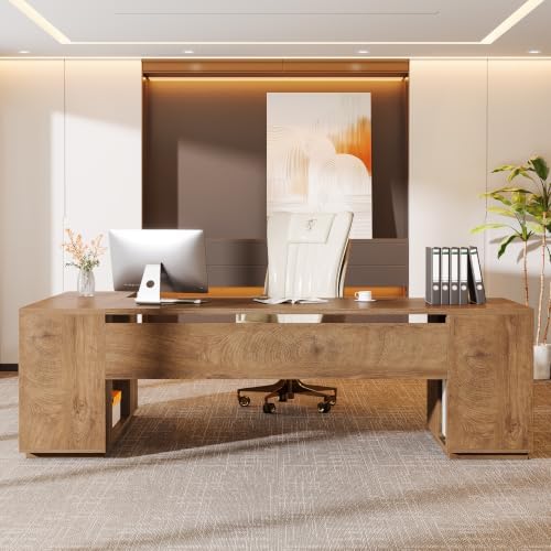Tribesigns 85.8-Inch L-Shaped Executive Desk, Extra Large Home Office Desk - Image 6