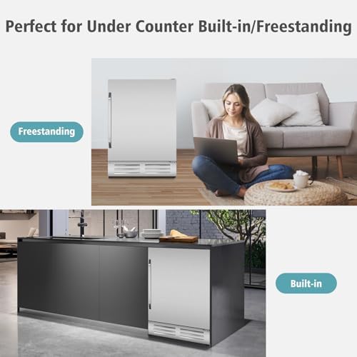 24 Inch Outdoor Beverage Refrigerator Cooler,Stainless Steel Wide Refrigerator for 210 Cans,Fit Perfectly for 24" Space Built-in Counter or Freestanding with powerful and quiet cooling system - Image 3