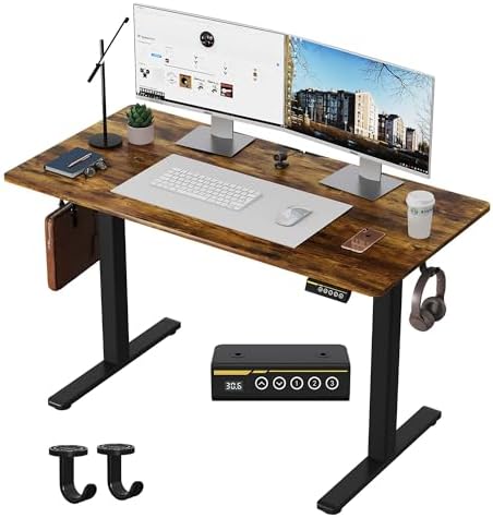 48 x 24 Inch Electric Standing Desk, 3 Memory Presets, Brown by GamorkLLC