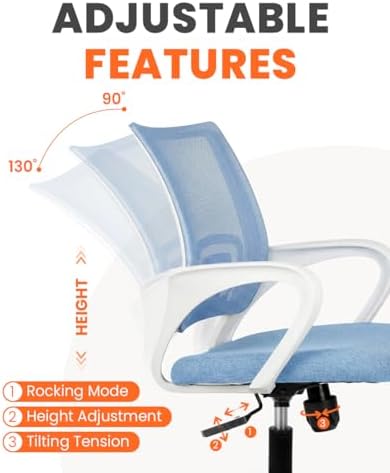NEO CHAIR Office Computer Chair Ergonomic Mid-Back Mesh Desk Chair, SkyBlue - Image 5
