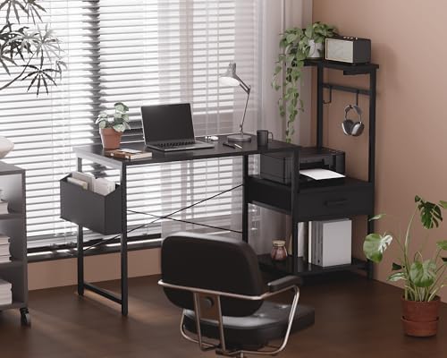 Pamray 50 Inch Small Gaming Computer Desk with Drawers and Shelves - Image 2