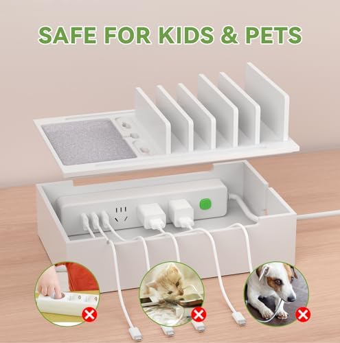 Pezin & Hulin Bamboo Charging Station-White (No USB Charger and Cables) - Image 3