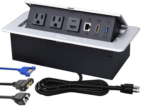 Conference Table Power Hub, Pop up Outlet with HDMI, PD20W, Silver by Unknown