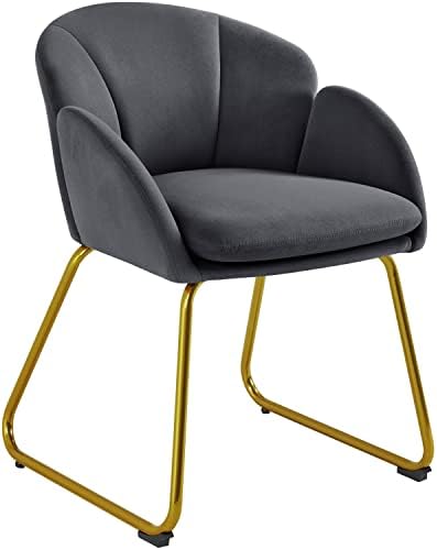 Yaheetech Flower Shape Vanity Chair with Petal Armrests, Dark Gray by Yaheetech