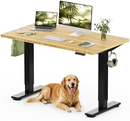 FLEXISPOT 48" x 24" Solid Bamboo Standing Desk, Black Frame by Unknown