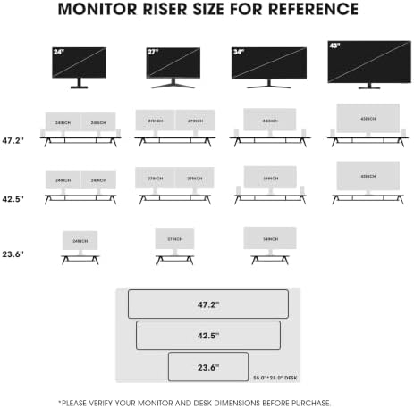 Fenge Dual Monitor Stand Riser, Wooden Desk Shelf with 2-Tier Storage - Image 4