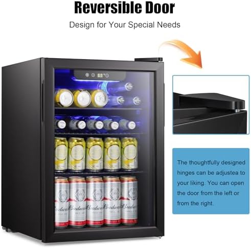 Antarctic Star 95 Can Beverage Refrigerator Cooler, Mini Fridge Glass Door for Soda Beer Wine Stainless Steel Glass Door,Small Drink Dispenser Digital Display for Home, Office Bar,2.4cu.ft - Image 4