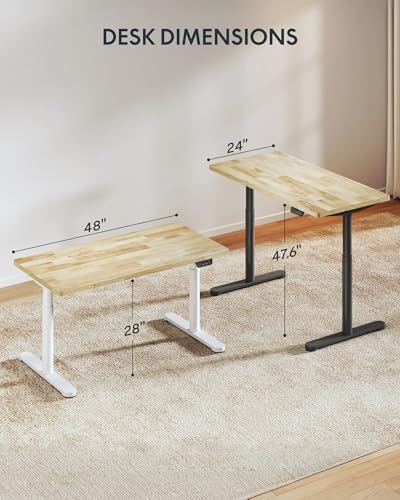FLEXISPOT 48" x 24" Solid Wood Standing Desk, Black Oval Legs - Image 2
