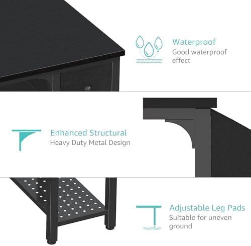 Lufeiya Gaming Desk with Fabric Drawers, 47 Inch Computer Desk for Home Office, Modern Simple Study Writing Table PC Desks for Bedroom, Black - Image 7