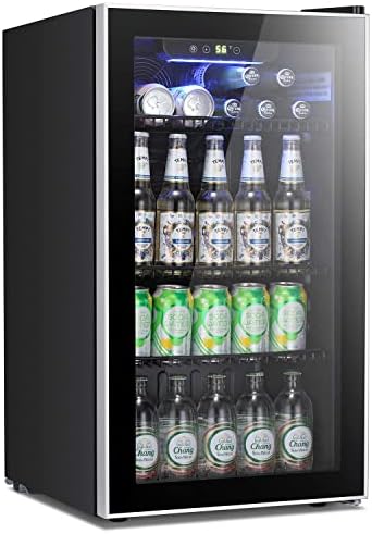Antarctic Star Beverage Refrigerator Cooler -120 Can Mini Fridge Glass Door for Soda Beer or Wine Constant Glass Door Small Drink Dispenser for Home, Office Bar 3.2cu.ft by AntarcticStar