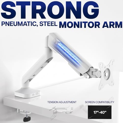 VIVO Heavy Duty Ultrawide Monitor Tension Arm for up to 40 inch Screens, Holds 26.4 lbs, Premium Desk Mount Stand, White, STAND-V100OW - Image 3