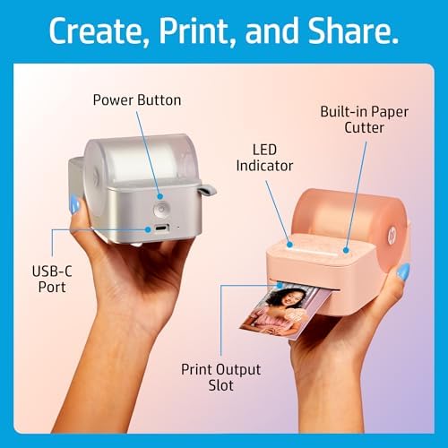 HP Sprocket Panorama Instant Color Label & Smartphone Photo Printer - Portable - Personalize Prints 2” x .5”- 9” on Zink Sticky-Back Photos - Create Photobooth Strips & Custom Designs in App - Grey - Image 3