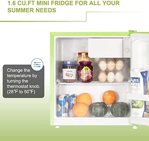1.6 Cu' Mini Refrigerator, Small Refrigerator, Mini Fridge with Freezer, Compact Refrigerator, Green (FR 160 GREEN) - Image 3
