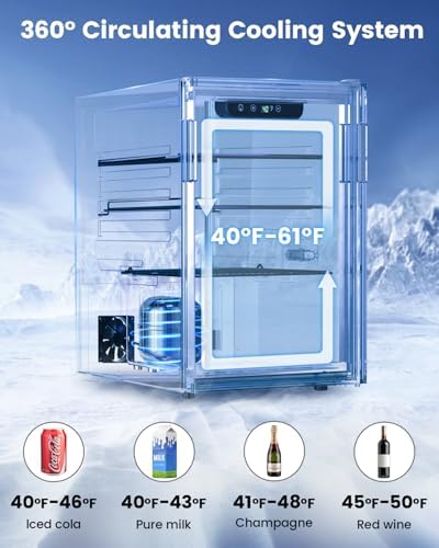 Feelfunn 2.6CuFt Beverage Refrigerator, 95 Can Mini Fridge with Glass Door - Image 4
