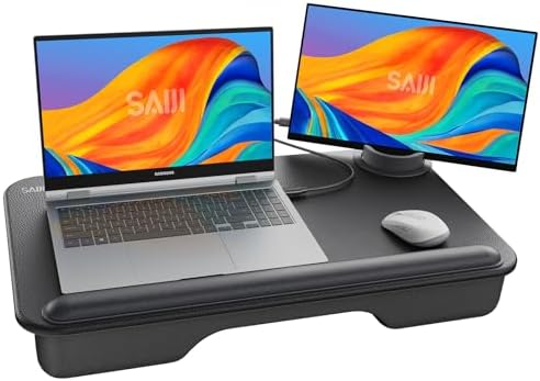 SAIJI Laptop Lap Desk with External Monitor Holder Fits Up to 17" Laptops by SAIJI