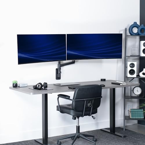 VIVO Pneumatic Arm Dual Ultrawide Monitor Wall Mount for Up to 49 inch Screens, Holds 2 Ultra Wides Up to 33.5 lbs Each, Black, MOUNT-V120K - Image 4