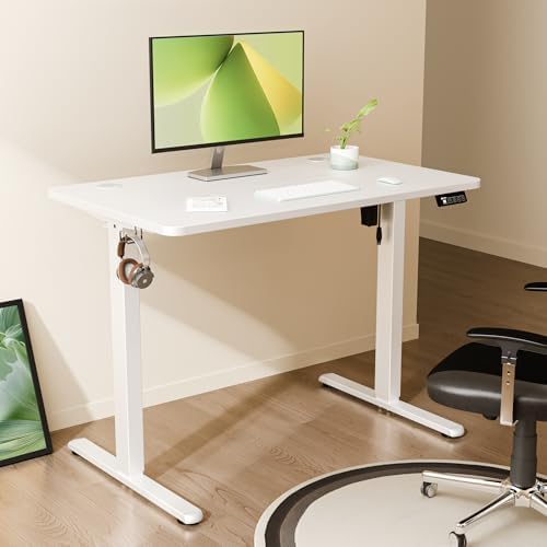 ERGOMAKER 40"x24" Standing Desk, Height Adjustable Sit-Stand Office, White - Image 2
