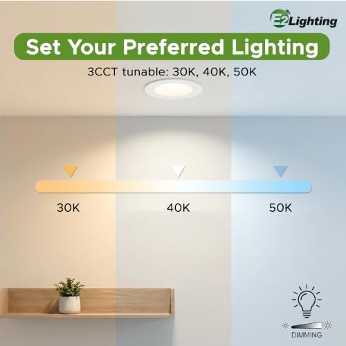 E2 Lighting 4 Inch Recessed LED Light, 4 Inch Retrofit LED Recessed Light, 9W Dimmable Slim LED Downlight, 3CCT Tunable 3000K/4000K/5000K Fixture - Image 2
