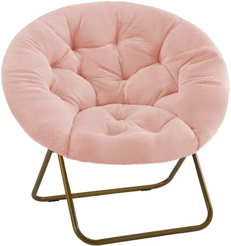 DUMOS Faux Fur Saucer Chair, Living Room Folding Lounge Chair by DumosLifestyle