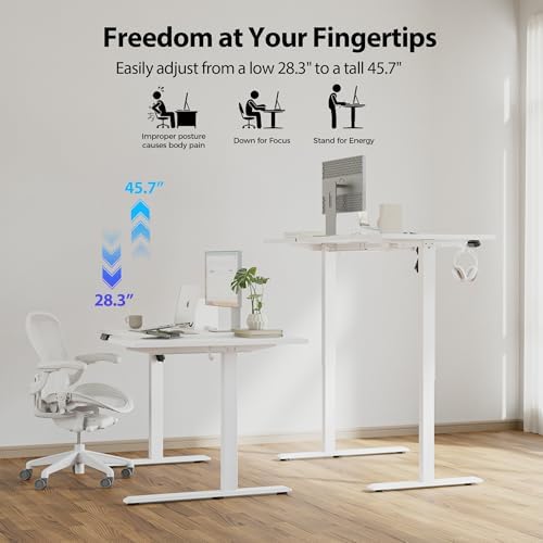 Agilestic 55 x 32 Inch Corner L Shaped Electric Standing Desk, White - Image 6