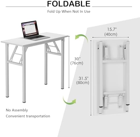 Need Small Computer Desk 31.5 Inch Folding Home Office Table White - Image 3