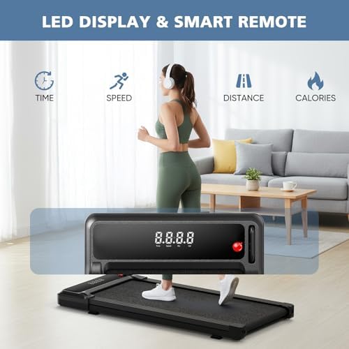 DUMOS Walking Pad Treadmill for Home, Compact Quite Under-Desk Treadmills with Remote Control and Adjustable Speed, Slim & Portable Design for Office, Workouts Fitness - Image 2
